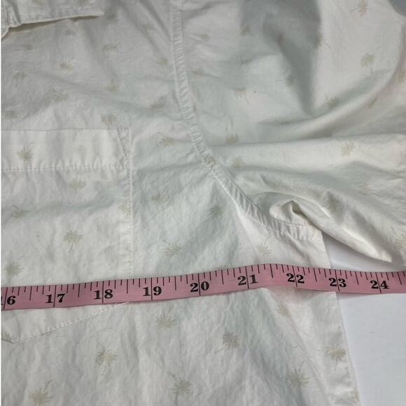 Caribbean Joe White w Off White Embroidered Palm Trees Short Sleeve Large - Picture 8 of 9